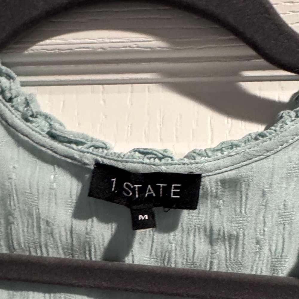 1. State Light Green Button-Down Blouse - Picture 2 of 9